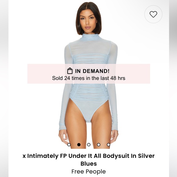 NWT Free People x Intimately Blue Bodysuit Under It All Bodysuit in Silver Blues - Picture 3 of 7